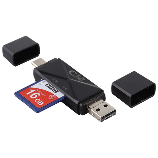 USB-C / Type-C + SD + TF + Micro USB to USB 2.0 Card Reader