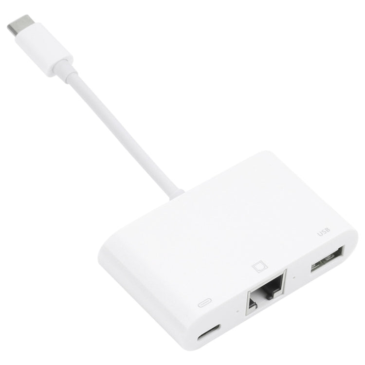 NK-107 TC 3 in 1 USB-C / Type-C Male to USB + Ethernet + Type-C Power Female Adapter My Store