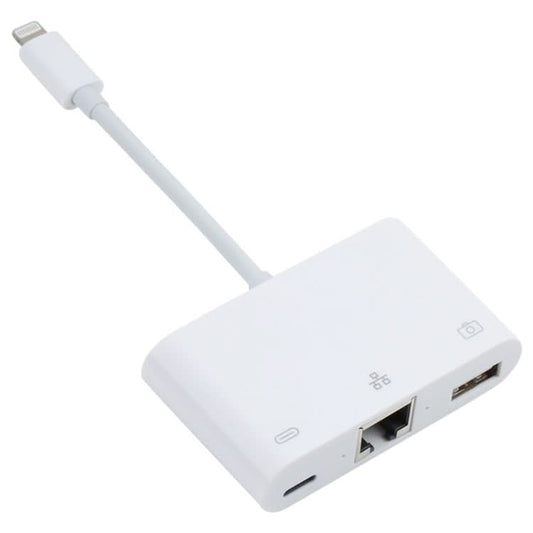 NK-107 3 in 1 8 Pin Male to USB + 1000M Ethernet + 8 Pin Power Female Adapter