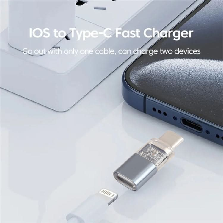 JH-115 USB-C/Type-C Male to 8 Pin Female PD Charging Adapter