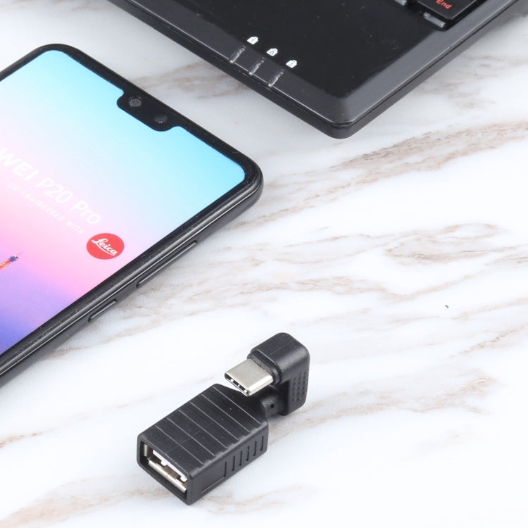 USB-C / Type-C Male to USB 2.0 Female U-shaped Elbow OTG Adapter