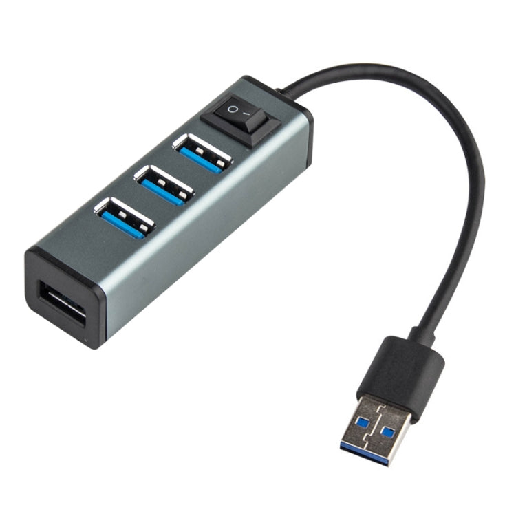 USB to 4 USB 3.0 Ports Aluminum Alloy HUB with Switch