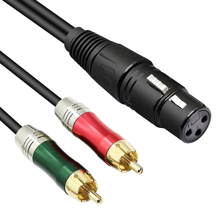 30cm Metal Head 3 Pin XLR CANNON Female to 2 RCA Male Audio Connector Adapter Cable for Microphone / Audio Equipment-Reluova