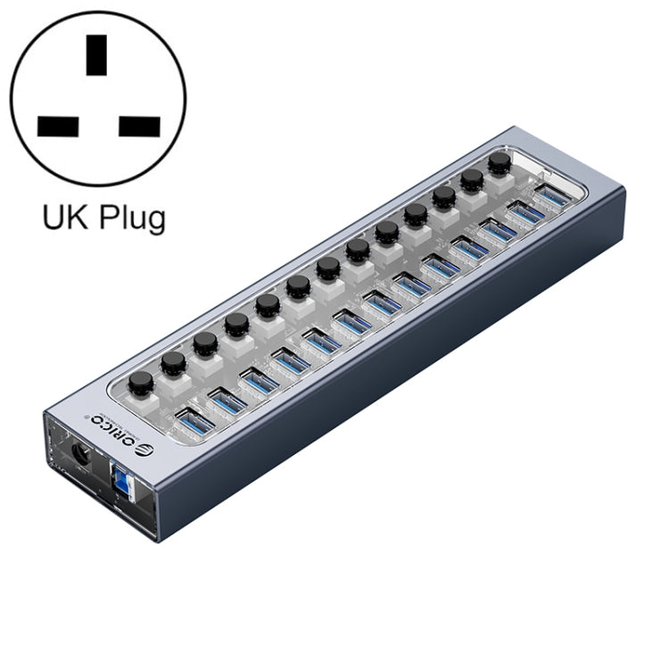 ORICO AT2U3-13AB-GY-BP 13 Ports USB 3.0 HUB with Individual Switches & Blue LED Indicator, US Plug