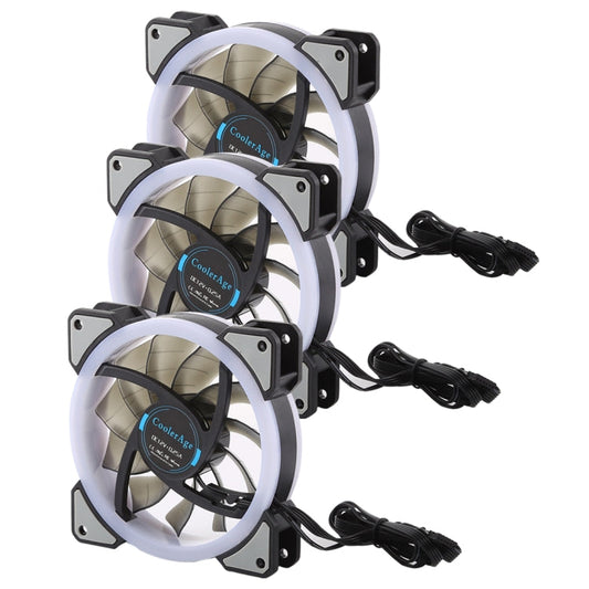 3 PCS CoolerAge DC 12V - 0.25A 2500PRM Remote Cotrol Computer Cooler Cooling Case Fan with Adjust LED-Reluova