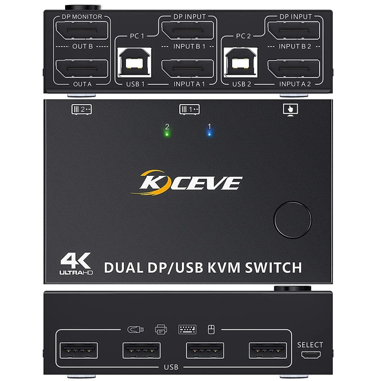 KC-KVM202DPA-USB2.0 DP 3DP+3DP KVM Switch