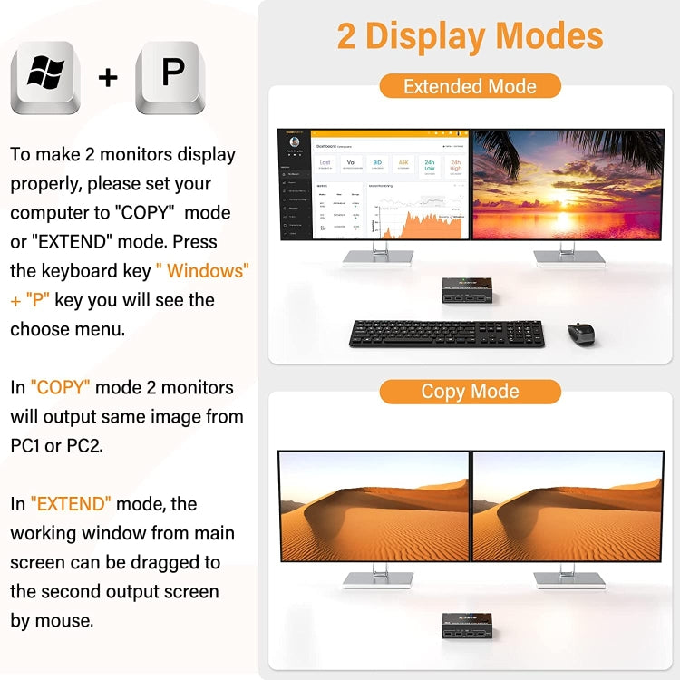 KC-KVM202DPA-USB2.0 DP 3DP+3DP KVM Switch