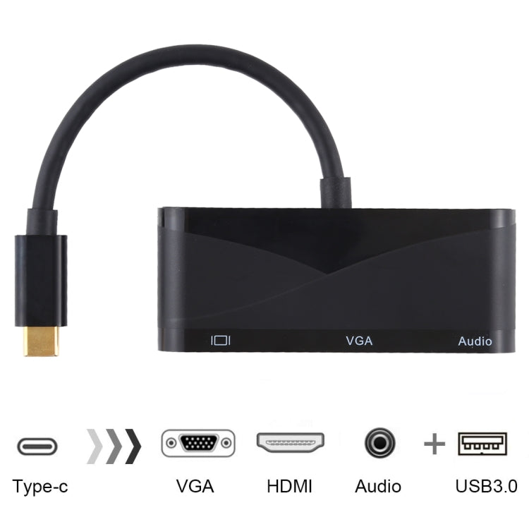 USB 2.0 + Audio Port + VGA + HDMI to USB-C / Type-C HUB Adapter