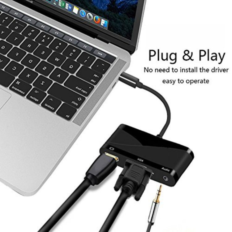 USB 2.0 + Audio Port + VGA + HDMI to USB-C / Type-C HUB Adapter My Store