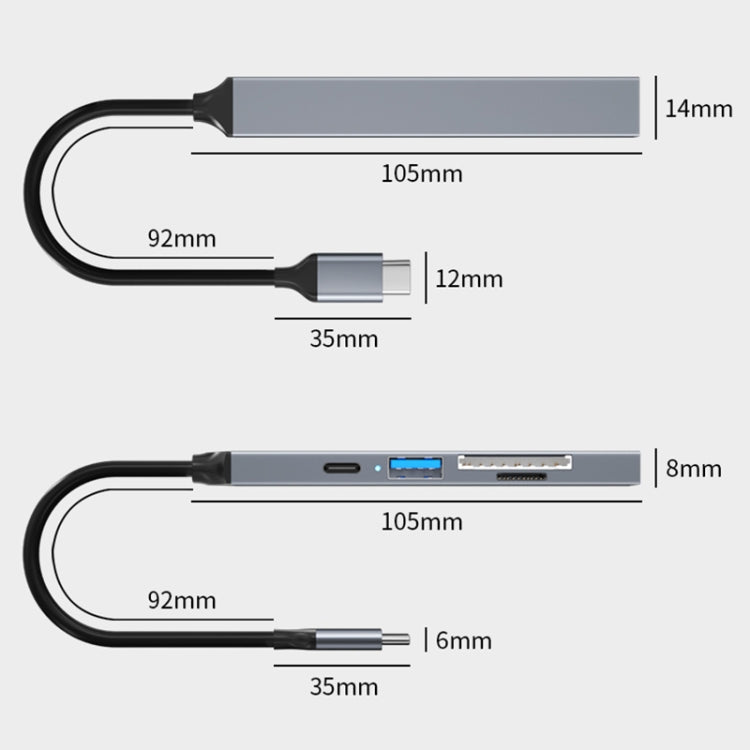 ADS-806C 5 in 1 USB-C / Type-C to USB 3.0 + USB-C / Type-C + SD/TF + USB2.0 HUB Docking Station