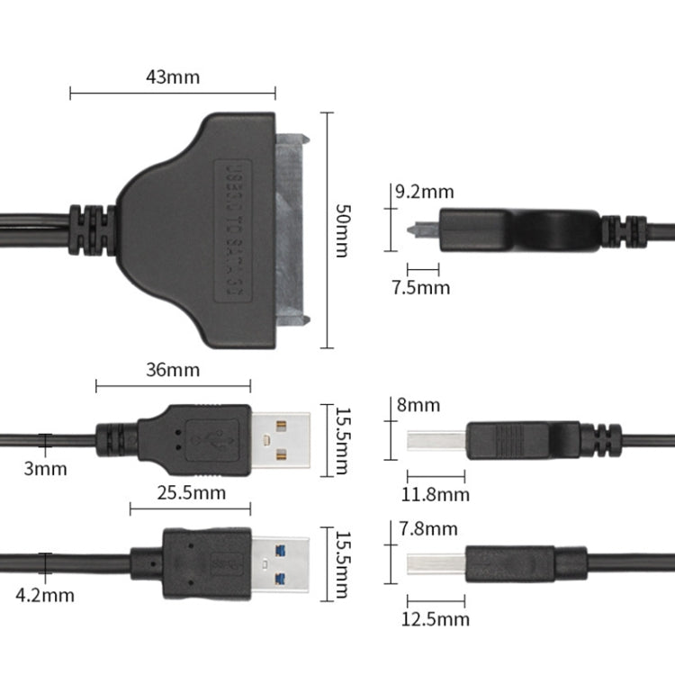 USB 3.0 auf SATA 3G USB Easy Drive-Kabel, Kabellänge: 15 cm