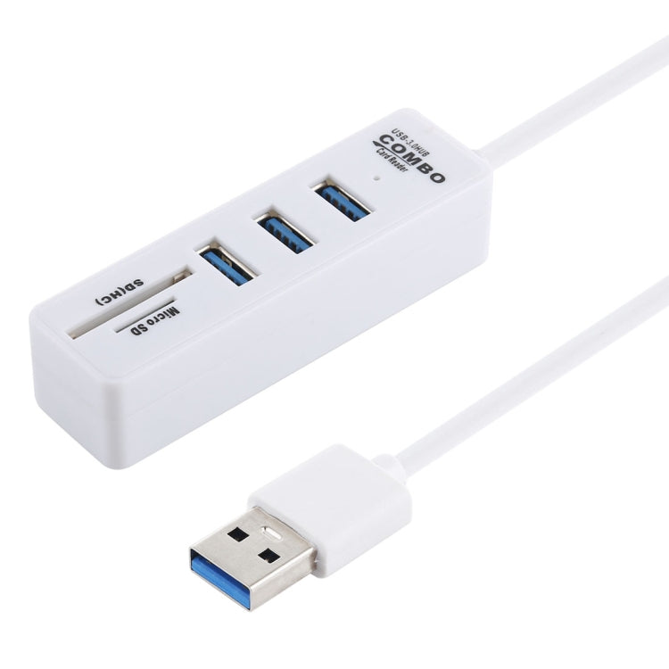 2 in 1 TF / SD Card Reader + 3 x USB 3.0 Ports to USB 3.0 HUB Converter, Cable Length: 26cm-Reluova