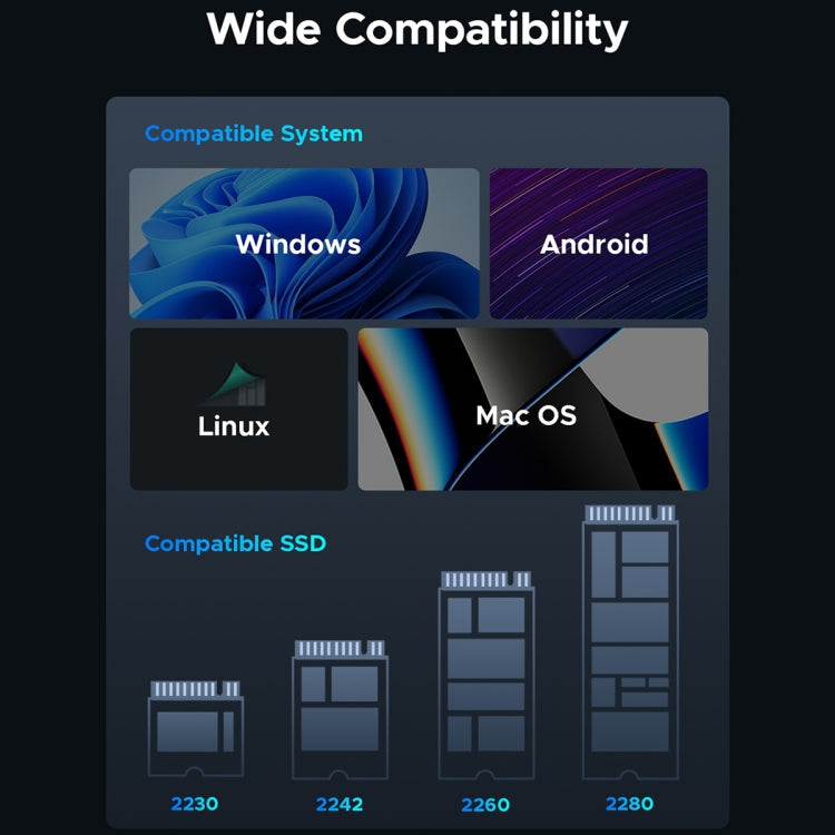 ORICO OUM2-G20-GY-BP 20Gbps M.2 SSD Enclosure with Type-C+USB Cable