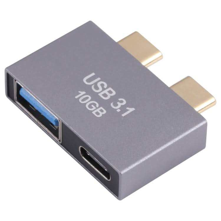 USB Female + USB-C / Type-C Female to 2 x USB-C / Type-C Male Adapter My Store