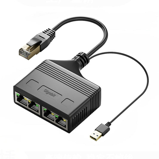 Male RJ45 4 in 1 Gigabit Network Splitter Cable Ethernet Network Coupler My Store