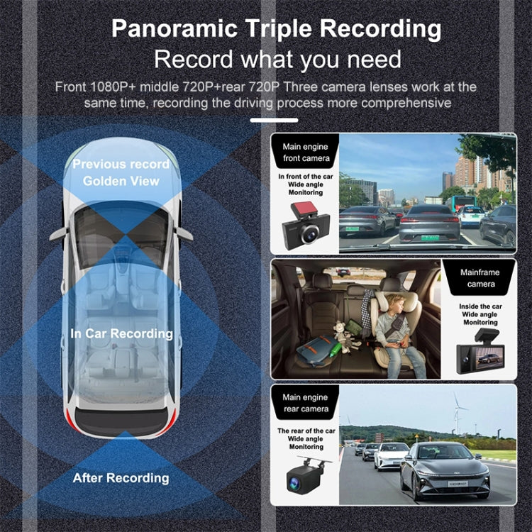 X12 2K Ultra HD Panoramic Triple Recording WiFi Car Driving Recorder Support Mobile APP