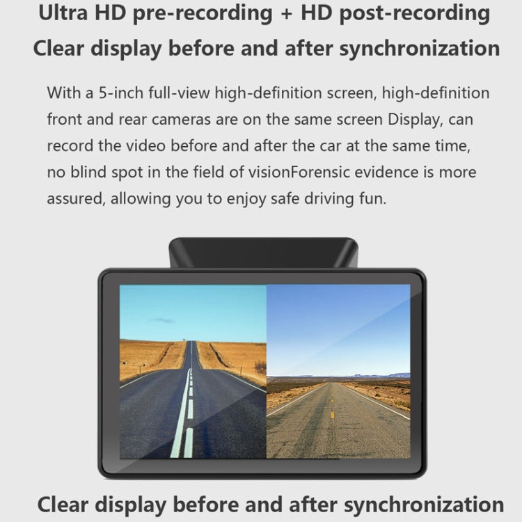 X7 5 inch Screen HD Night Vision Car Front and Rear Driving Recorder