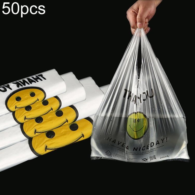 50pcs / Roll 3C Transparent Smiley Plastic Bag Shopping Bag Packaging Bag, Size: 22x35cm My Store