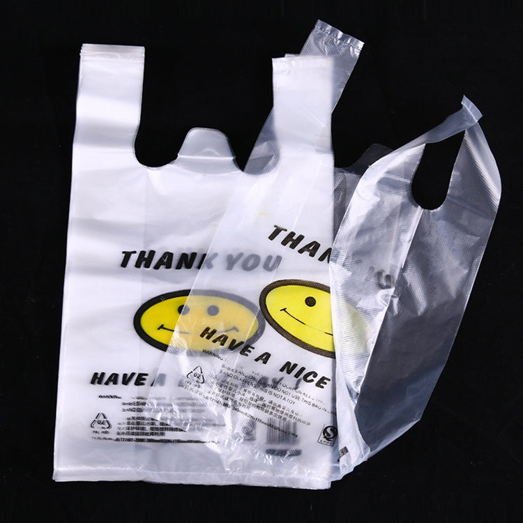 50pcs / Roll 3C Transparent Smiley Plastic Bag Shopping Bag Packaging Bag, Size: 22x35cm My Store