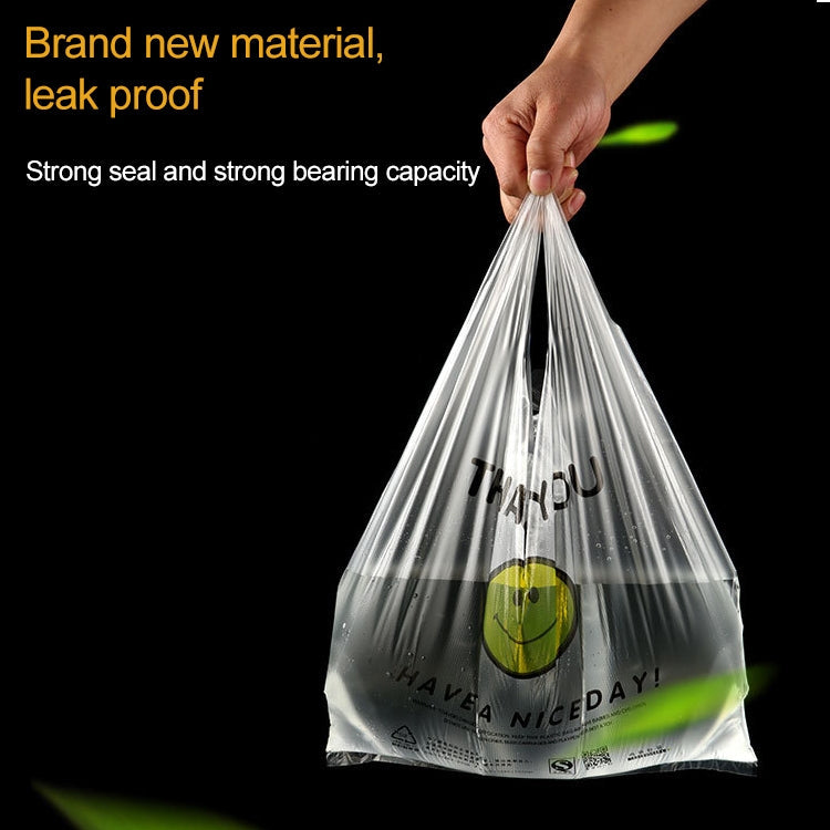 50pcs / Roll 3C Transparent Smiley Plastic Bag Shopping Bag Packaging Bag, Size: 22x35cm My Store