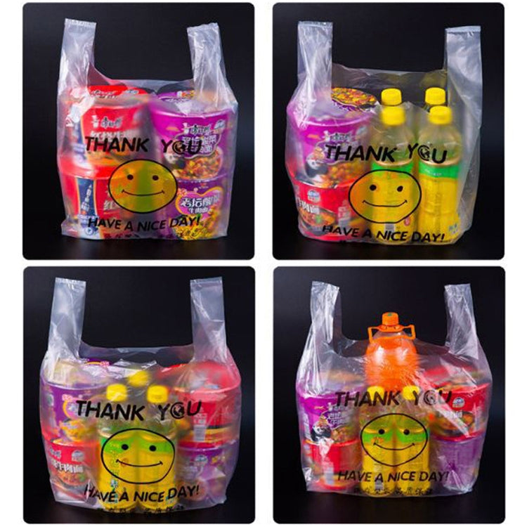 50pcs / Roll 3C Transparent Smiley Plastic Bag Shopping Bag Packaging Bag, Size: 22x35cm My Store