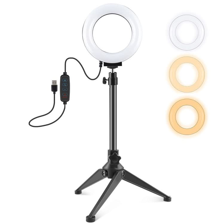 PULUZ 4.7 inch 12cm USB 3 Modes Dimmable LED Ring Vlogging Photography Video Lights + Desktop Tripod Holder with Cold Shoe Tripod Ball Head My Store