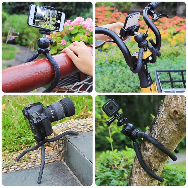 PULUZ Mini Octopus Flexible Tripod Holder with Ball Head & Phone Clamp + Tripod Mount Adapter & Long Screw for SLR Cameras, GoPro, Cellphone, Size: 25cmx4.5cm