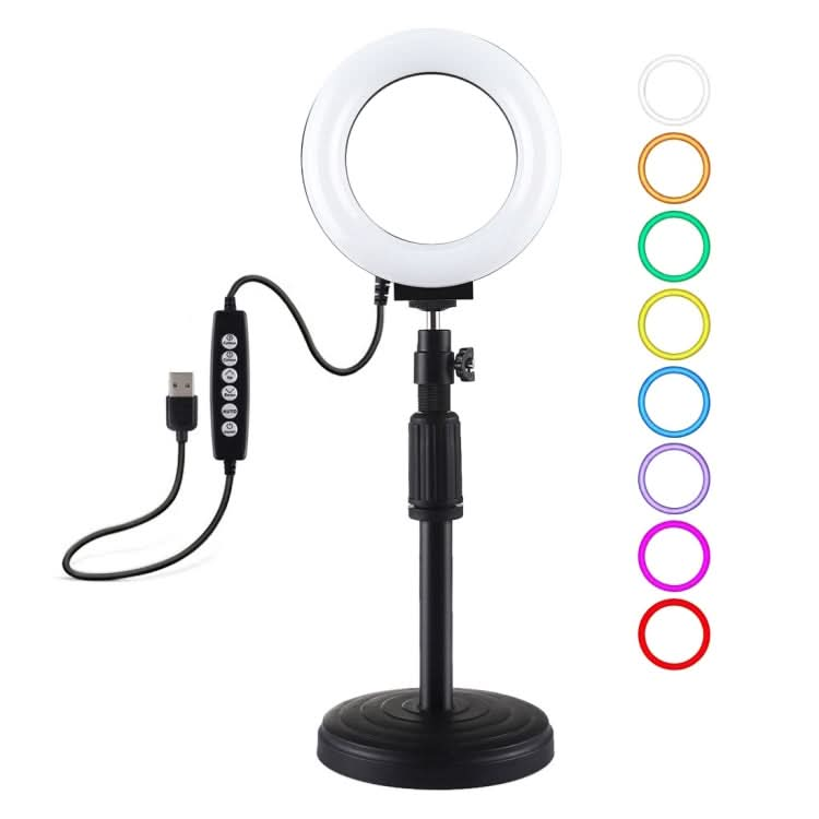 PULUZ 4.7 inch 12cm Curved Surface Ring Light + Round Base Desktop Mount USB 10 Modes 8 Colors RGBW Dimmable LED Ring Selfie Beauty Vlogging Photography Video Lights with Cold Shoe Tripod Ball Head My Store