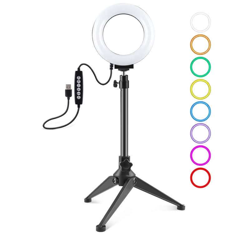 PULUZ 4.7 inch 12cm USB 10 Modes 8 Colors RGBW Dimmable LED Ring Vlogging Photography Video Lights + Desktop Tripod  Mount with Cold Shoe Tripod Ball Head My Store