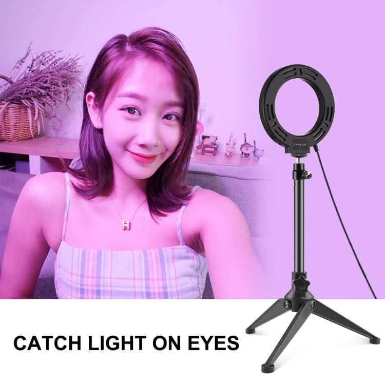 PULUZ 4.7 inch 12cm USB 10 Modes 8 Colors RGBW Dimmable LED Ring Vlogging Photography Video Lights + Desktop Tripod  Mount with Cold Shoe Tripod Ball Head My Store