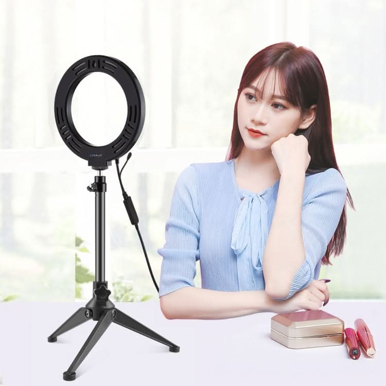 PULUZ 6.2 inch 16cm RGBW Light + Desktop Tripod Mount + USB Dimmable LED Ring Vlogging Photography Video Lights with Cold Shoe Tripod Ball Head & Remote Control My Store