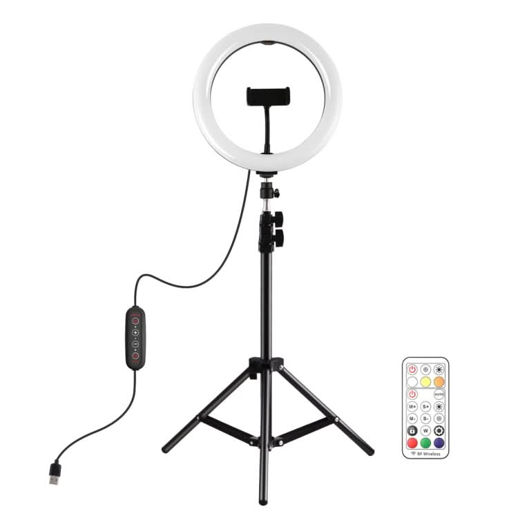 PULUZ 10.2 inch 26cm Marquee LED RGBWW Selfie Beauty Light  + 1.1m Tripod Mount 168 LED Dual-color Temperature Dimmable Ring Vlogging Photography Video Lights with Cold Shoe Tripod Ball Head & Remote Control & Phone Clamp My Store