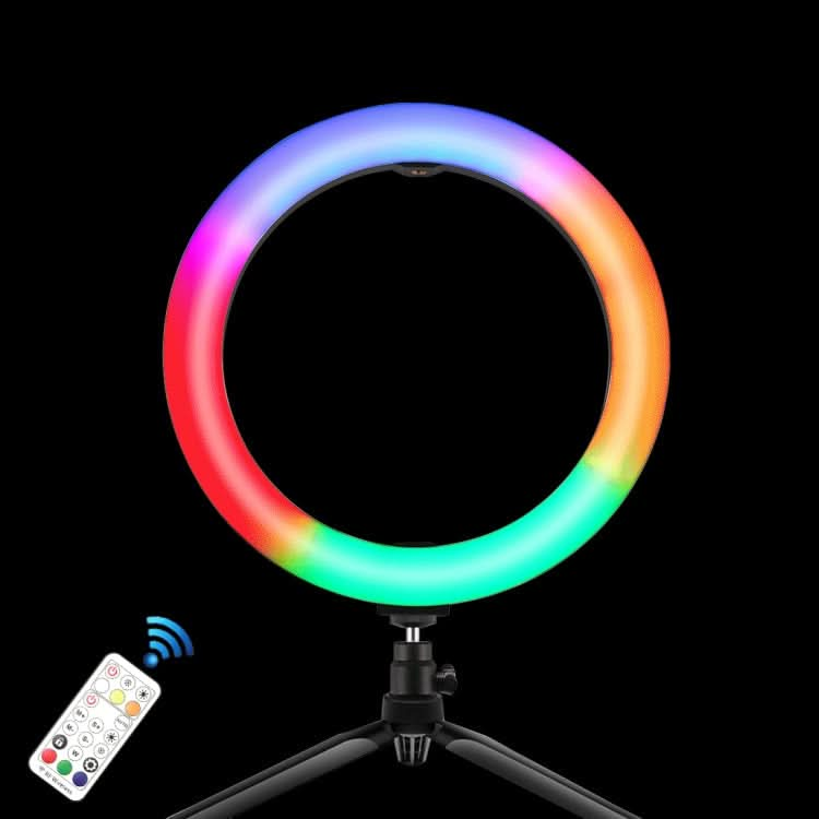 PULUZ 10.2 inch 26cm Marquee LED RGBWW Selfie Beauty Light + Desktop Tripod Mount 168 LED Dual-color Temperature Dimmable Ring Vlogging Photography Video Lights with Cold Shoe Tripod Ball Head & Remote Control & Phone Clamp My Store