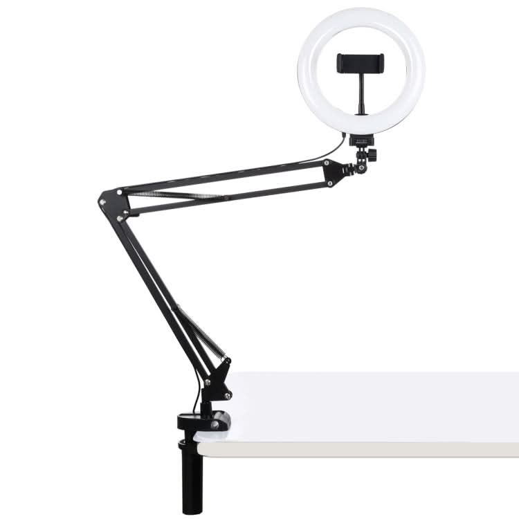 PULUZ 7.9 inch 20cm Ring Curved Light + Desktop Arm Stand USB 3 Modes Dimmable Dual Color Temperature LED Vlogging Selfie Photography Video Lights with Phone Clamp My Store