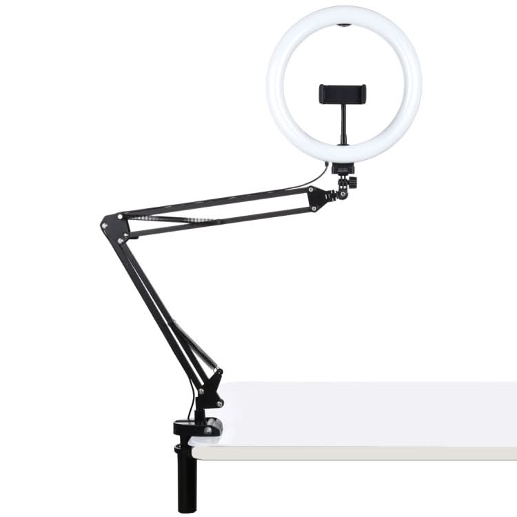 PULUZ 10.2 inch 26cm Ring Curved Light + Desktop Arm Stand USB 3 Modes Dimmable Dual Color Temperature LED Vlogging Selfie Photography Video Lights with Phone Clamp My Store