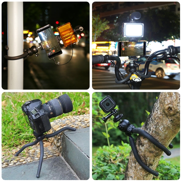 PULUZ  4 in 1 Vlogging Live Mini Octopus Bracket Kit + Studio Light + Microphone + Phone Clamp Kits My Store