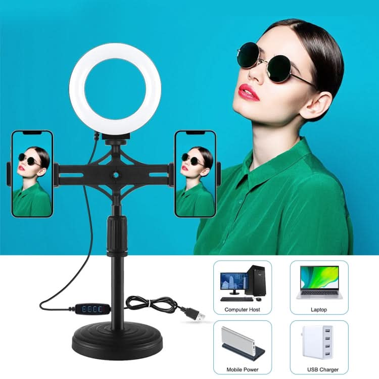 PULUZ 4.7 inch 12cm Ring Light Horizontal Dual Phone Brackets Desktop Holder Video Light Kits My Store