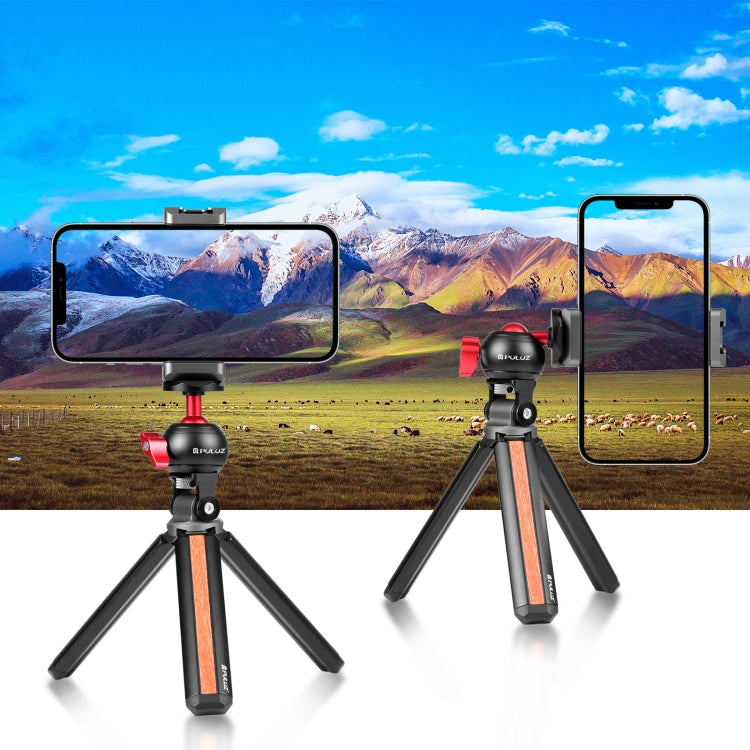 PULUZ Inlaid Wood Desktop Vlogging Live Tripod Holder with Ballhead