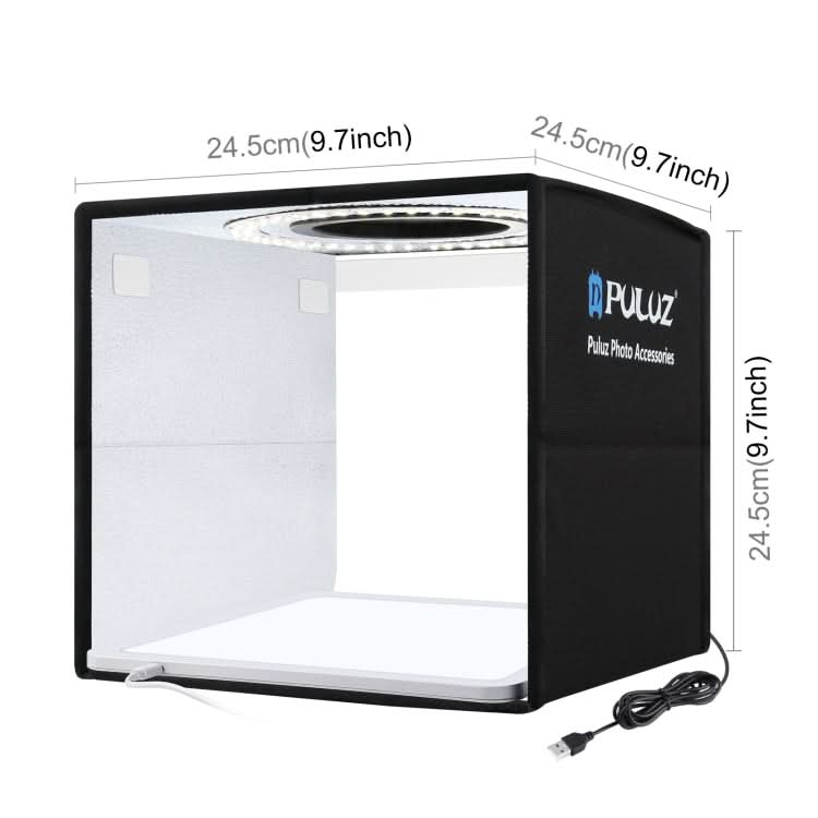 PULUZ 25cm Folding Portable High CRI Ring LED Photo Lighting Studio Tent Box + Shadowless Light Lamp Panel Pad with 12 Colors Backdrops, Size: 25cm x 25cm x 25cm My Store