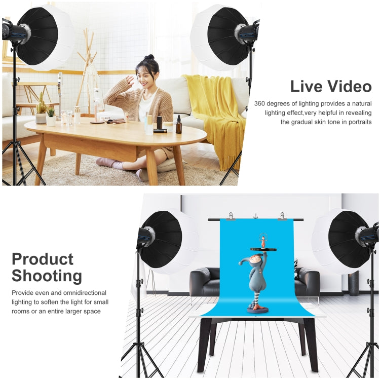 PULUZ 150W 5600K Studio Video Light + 2.8m Light Holder + 65cm Foldable Lantern Softbox Photography Kit