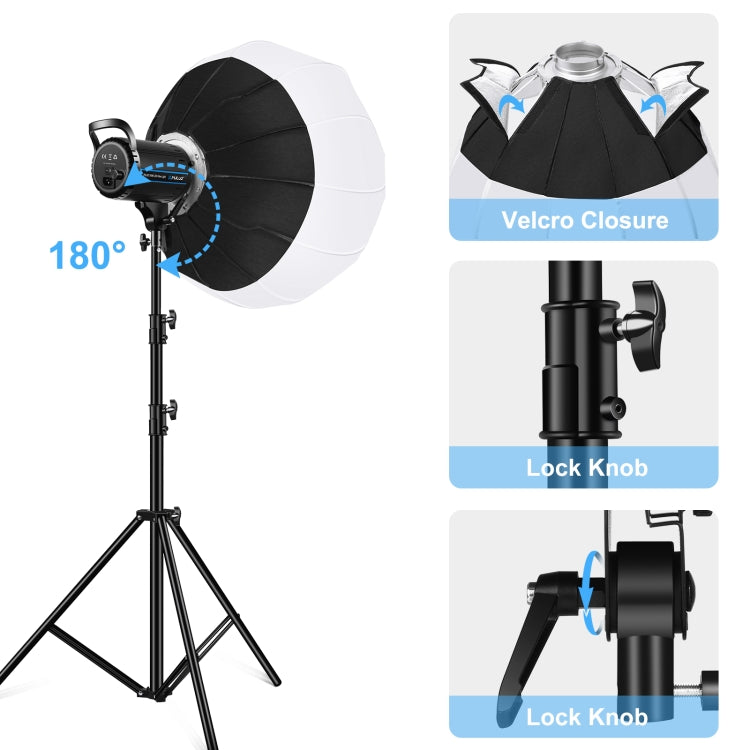 PULUZ 100W 5600K Studio Video Light + 2.8m Light Holder + 65cm Foldable Lantern Softbox Photography Kit