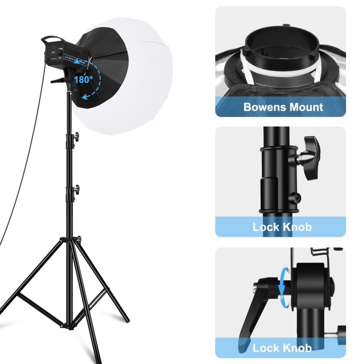 PULUZ 220V 150W 3200K-5600K Studio Video Light + 2.8m Light Holder + 65cm Foldable Lantern Softbox Photography Kit