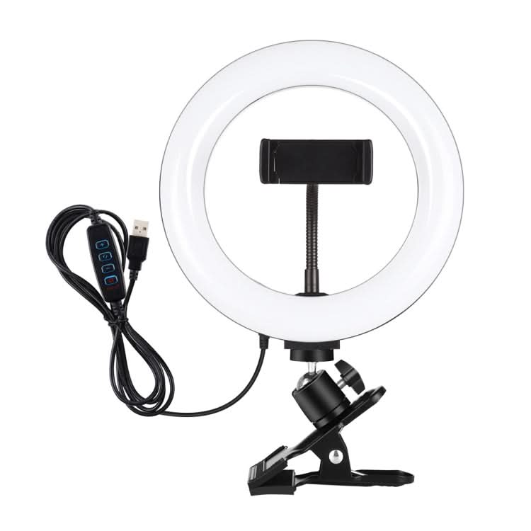 PULUZ 7.9 inch 20cm Ring Selfie Light + Monitor Clip 3 Modes USB Dimmable Dual Color Temperature LED Curved Vlogging Photography Video Lights Kits with Phone Clamp My Store