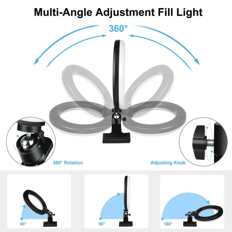 PULUZ 7.9 inch 20cm Ring Selfie Light + Monitor Clip 3 Modes USB Dimmable Dual Color Temperature LED Curved Vlogging Photography Video Lights Kits with Phone Clamp My Store