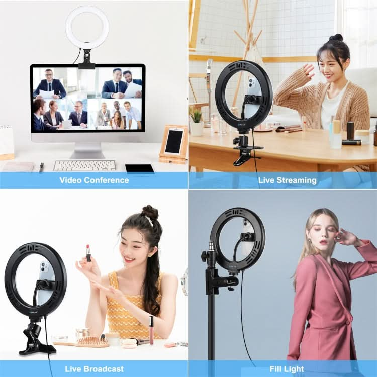 PULUZ 7.9 inch 20cm Ring Selfie Light + Monitor Clip 3 Modes USB Dimmable Dual Color Temperature LED Curved Vlogging Photography Video Lights Kits with Phone Clamp My Store