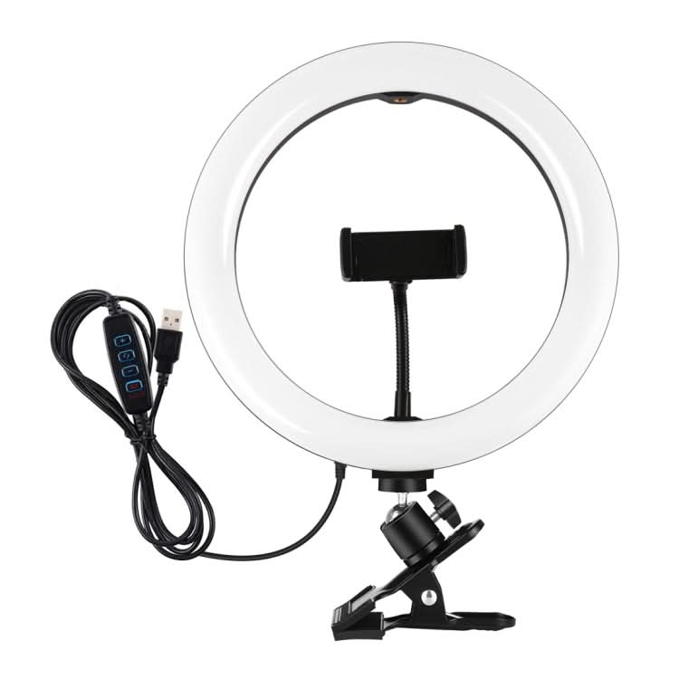 PULUZ 10.2 inch 26cm Ring Light + Monitor Clip USB 3 Modes Dimmable Dual Color Temperature LED Curved Diffuse Vlogging Selfie Beauty Photography Video Lights with Phone Clamp My Store