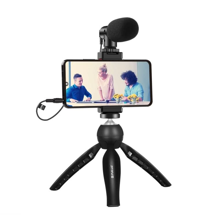 PULUZ Live Broadcast Smartphone Video Vlogger Kits Microphone + Tripod Mount + Phone Clamp Holder My Store