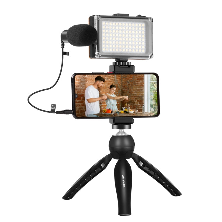 PULUZ Live Broadcast Smartphone Video Light Vlogger Kits with Microphone + LED Light + Tripod Mount + Phone Clamp Holder My Store