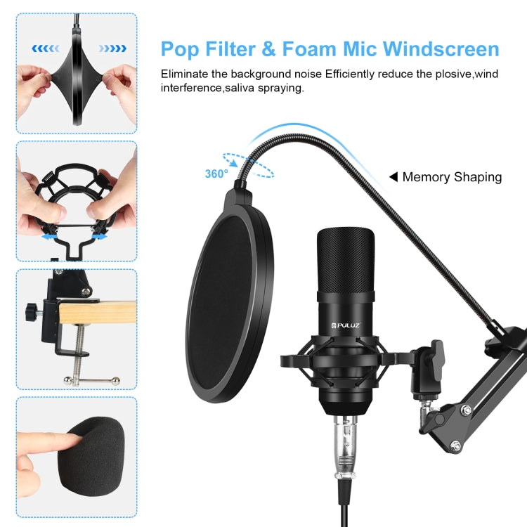 PULUZ Sound Card Live Broadcast Bluetooth Sound Mixer Studio Microphone Kits with Suspension Scissor Arm & Metal Shock Mount, Chinese Version My Store