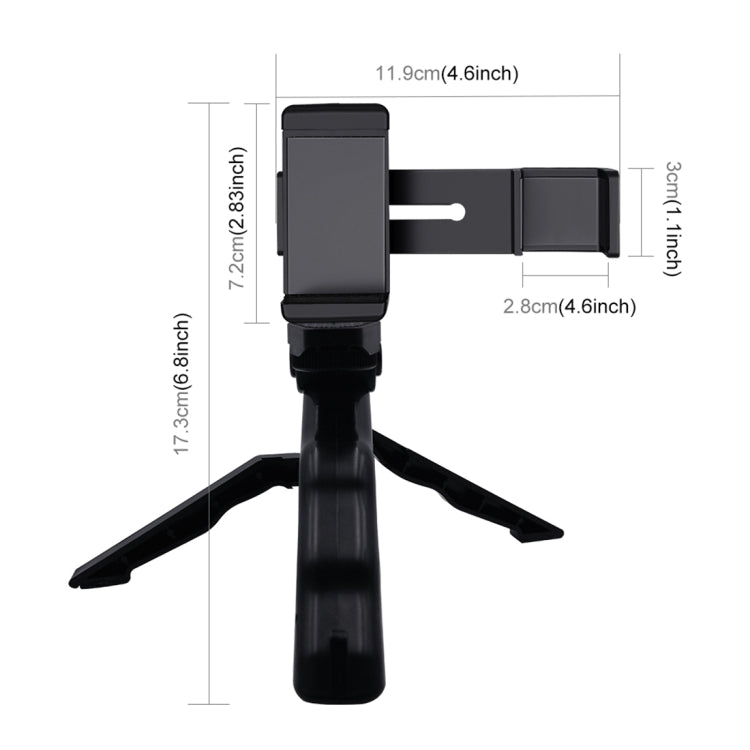 PULUZ Smartphone Fixing Clamp 1/4 inch Holder Mount Bracket + Grip Folding Tripod Mount Kits for DJI OSMO Pocket / Pocket 2